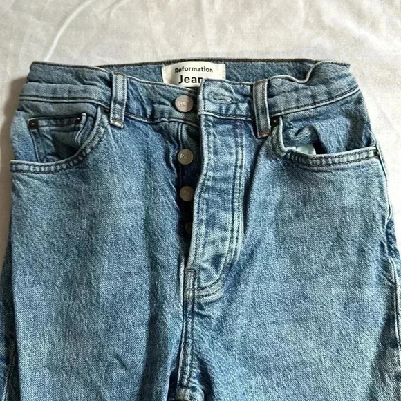 Reformation Maya Wash High Rise Button Fly Stone Washed Skinny Jeans Size 24 - Picture 2 of 6